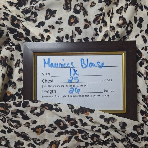 Maurices Blouse Cheetah Womens Plus Size 1x Lightweight Long Sleeve Animal Print - Picture 5 of 7